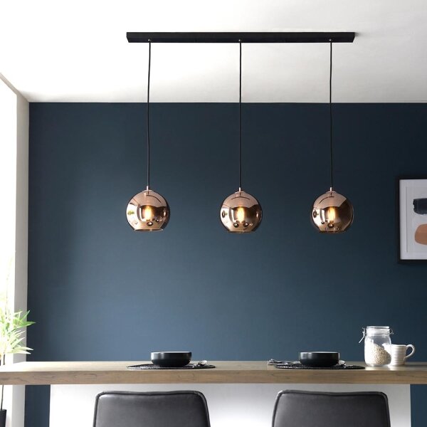 Lustră pe cablu Endon 102929 BOLI 3xE27/10W/230V negru/maro fumuriu