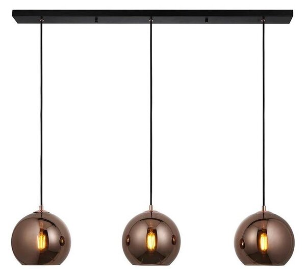 Lustră pe cablu Endon 102929 BOLI 3xE27/10W/230V negru/maro fumuriu
