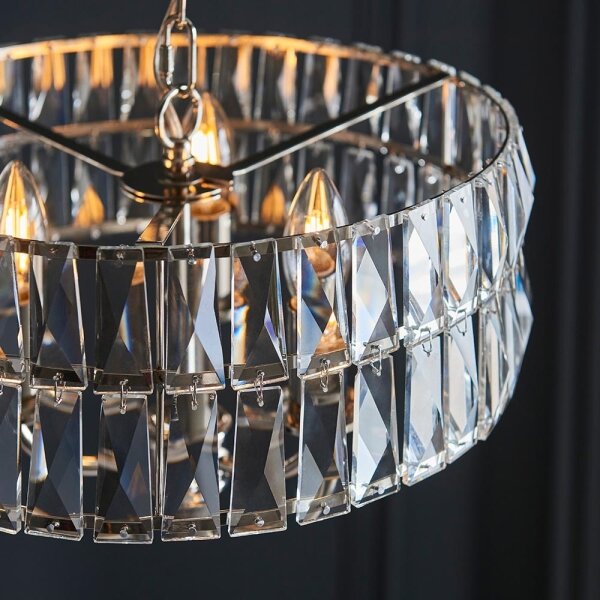 Lustră pe lanț Endon 104466 CLIFTON 3xE14/6W/230V crom lucios/transparent
