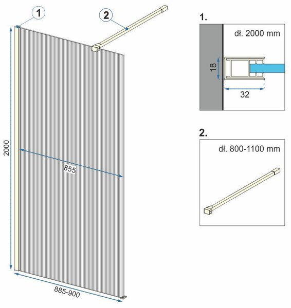 Rea Aero Intimo, paravan de duș 90x200 cm, sticlă transparentă de 8 mm, profil negru, REA-K4123