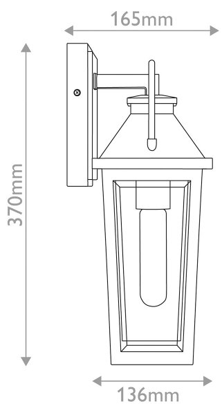 Quoizel QZ-BUCKLEY-S-MBK - Aplica de exterior pentru perete Buckley S 1xE27/40W/230V IP44