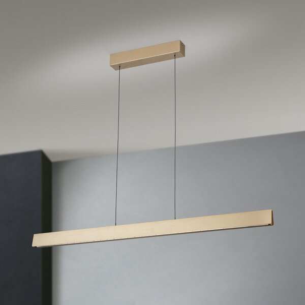 ORION Lampă suspendată cu LED Tara, aurie, lungime 120 cm, aluminiu, reglabil, Auriu / Alamă, Camera de zi / sufragerie, Metal, Modern