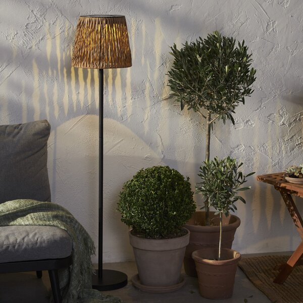 STAR TRADING LED lampadar Cesta 127cm maro/negru plastic/metal, Maro / Rugină, Metal, Modern, Lumini solare
