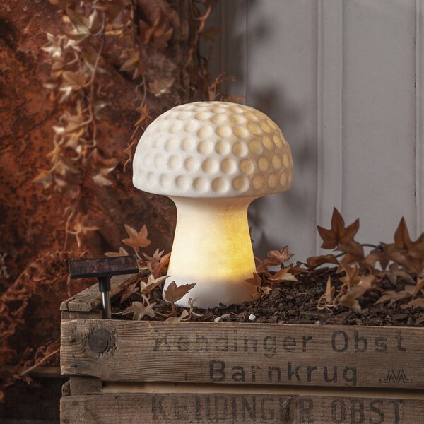 STAR TRADING Sandy LED lumină solară, 24 cm, alb, plastic, formă de ciupercă, Alb, Plastic, Modern