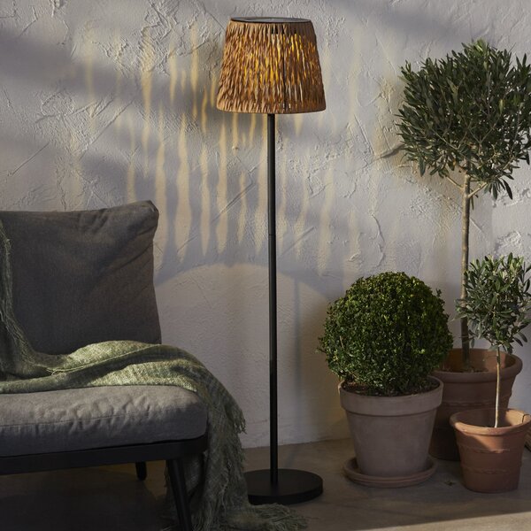 STAR TRADING LED lampadar Cesta 127cm maro/negru plastic/metal, Maro / Rugină, Metal, Modern, Lumini solare