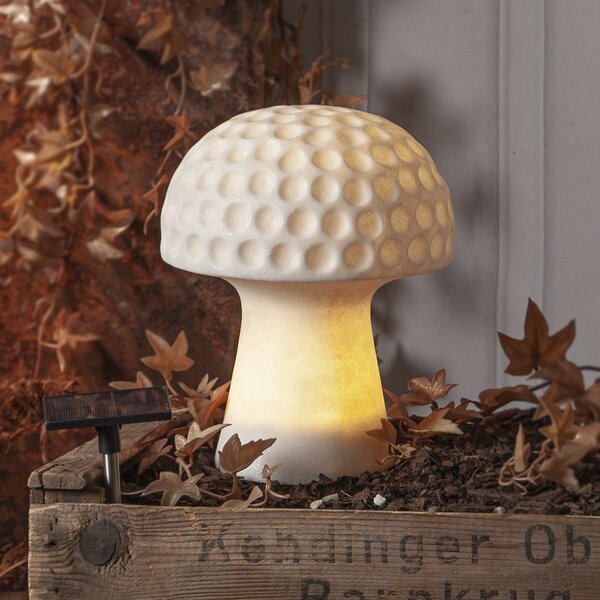 STAR TRADING Sandy LED lumină solară, 24 cm, alb, plastic, formă de ciupercă, Alb, Plastic, Modern