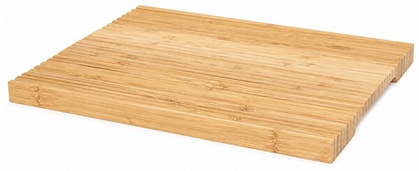 Platou servire din lemn de bambus Pufo, model striat, pentru aperitive, branzeturi, deserturi, 30 x 24 cm