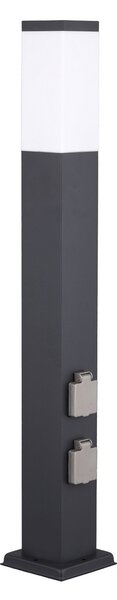 G & L Handels GmbH Bornă luminoasă 400166140, înălțime 80cm, V2A, antracit, 2 prize, reglabil, Negru, Oțel inoxidabil