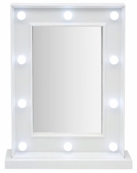 Oglinda profesionala pentru makeup Pufo cu 10 becuri LED, iluminare uniforma pentru machiaj si cosmetica, 33 x 25 cm