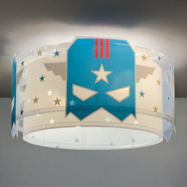 Dalber Plafonieră BLUE HERO, alb/albastru, Ø 33 cm, E27, reglabil, Albastru, Camera copiilor, Plastic