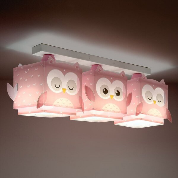 Dalber lampă suspendată Little Owl, roz, 3 becuri, reglabil, Roz / Rosé, Camera copiilor, Plastic
