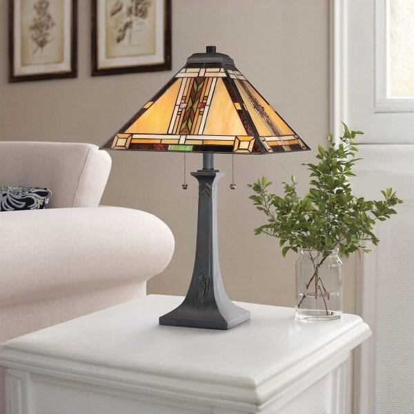 Quoizel QZ-NAVAJO-TL-VB - Lampă de masă Tiffany NAVAJO, 2xE27/60W/230V