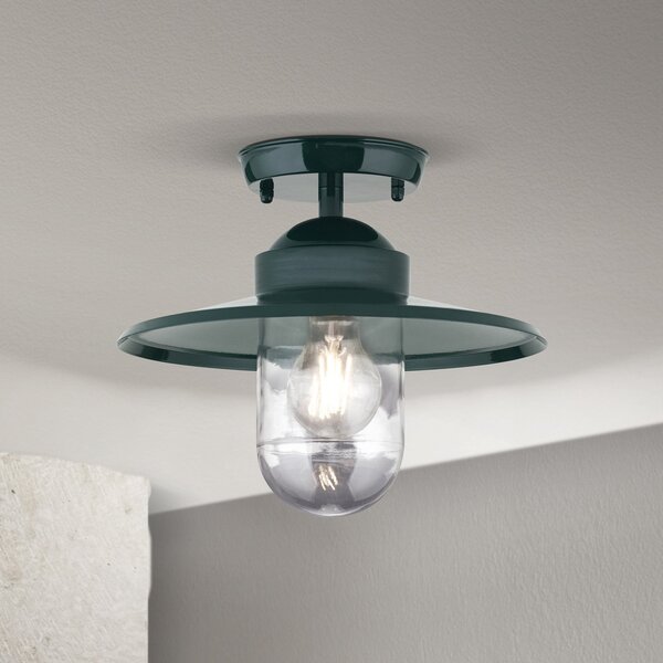 ORION Plafonieră pentru exterior Edward, verde, Ø 27,5 cm, aluminiu/glass, reglabil, Verde, Aluminiu, Antichitate