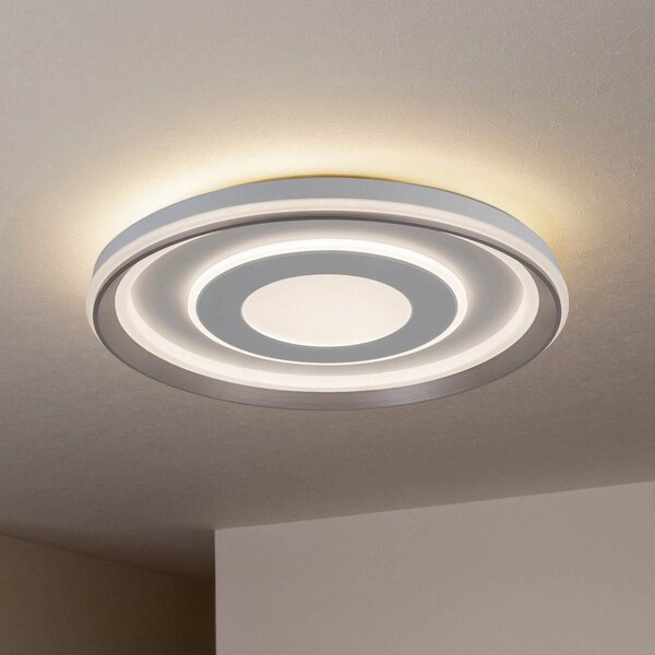 Näve Plafonieră Doira LED, alb, metal, Ø 50 cm, CCT, telecomandă, reglabil, Alb, Camera de zi / sufragerie, Plastic, Modern