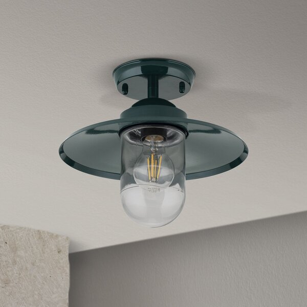 ORION Plafonieră pentru exterior Edward, verde, Ø 27,5 cm, aluminiu/glass, reglabil, Verde, Aluminiu, Antichitate