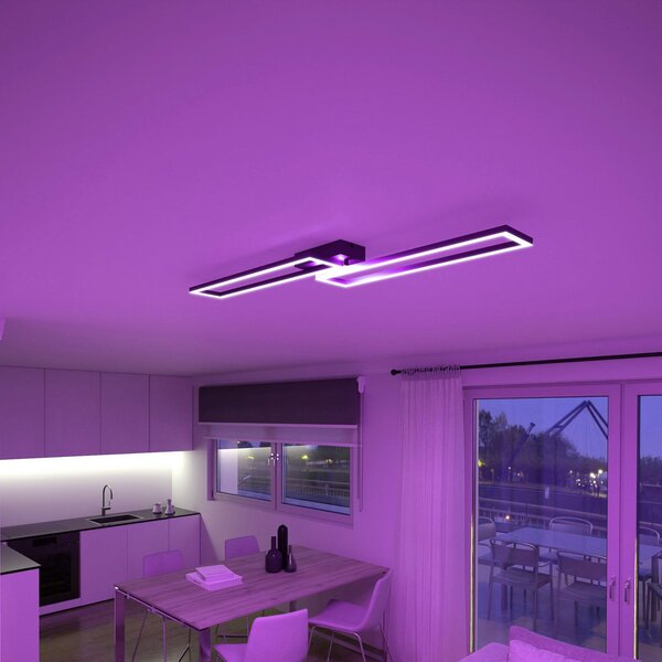 Tint Müller Licht LED plafonieră Ciso, RGB, CCT, negru, reglabil, Negru, Camera de zi / sufragerie, Metal, Modern