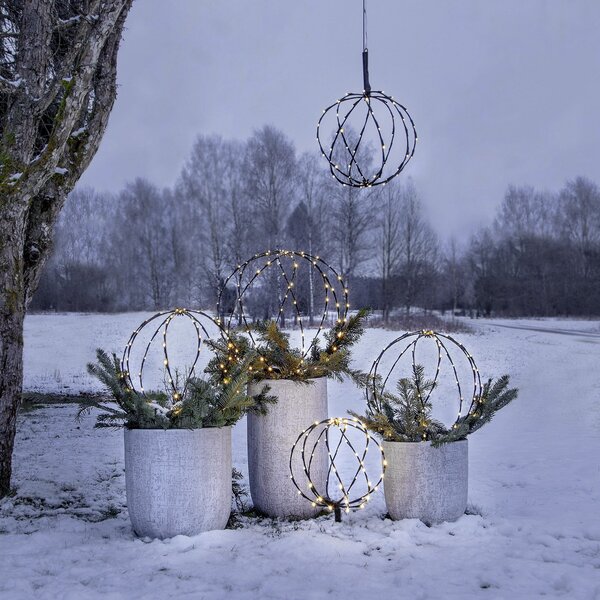 STAR TRADING LED cu lumină de sol Sfera, Ø 30 cm, baterie din metal negru, Negru, Metal, Modern, Glob pentru exterior