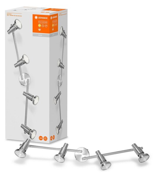 LEDVANCE Niclas LED spot cu LED-uri, nichel, 4 flăcări, Gri, Hol, Metal, Modern