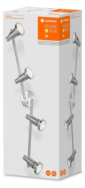 LEDVANCE Niclas LED spot cu LED-uri, nichel, 4 flăcări, Gri, Hol, Metal, Modern