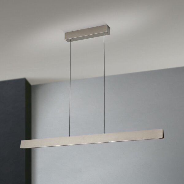 ORION Lampă suspendată cu LED Tara, culoare nichel, lungime 120 cm, aluminiu/oțel, reglabil, Metalic, Camera de zi / sufragerie, Metal, Modern