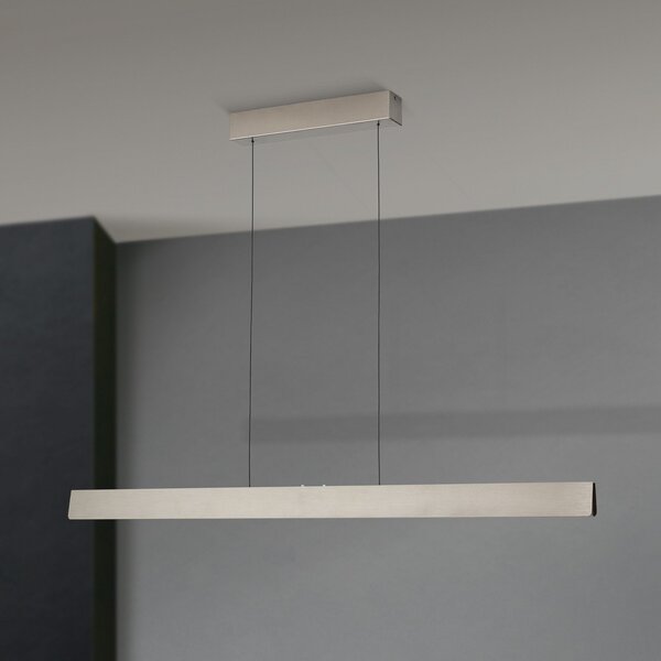 ORION Lampă suspendată cu LED Tara, culoare nichel, lungime 120 cm, aluminiu/oțel, reglabil, Metalic, Camera de zi / sufragerie, Metal, Modern