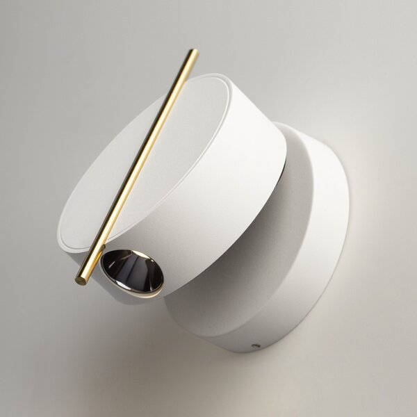 Maytoni Aplică de perete LED Nuance, alb / auriu, Ø 10 cm, Alb, Camera de zi / sufragerie, Aluminiu, Modern