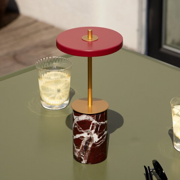 UMAGE Lampă de masă LED reîncărcabilă Asteria Move Mini, roșu, 26 cm IP44, reglabil, Roșu, Camera de zi / sufragerie, Piatră, Design