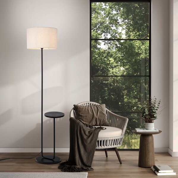 Näve Lampadar Tordis, alb/negru, textil, înălțime 157 cm Raft, Negru, Camera de zi / sufragerie, Țesătură / Textil, Modern