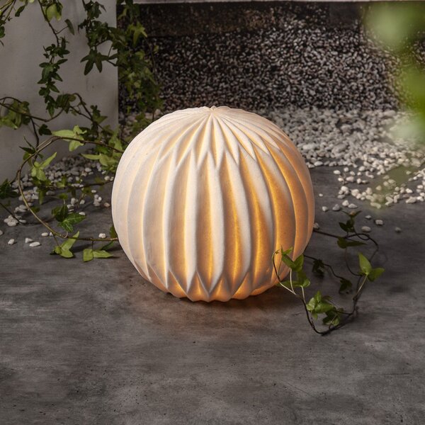 STAR TRADING Lampă LED pentru terasă Sandy, Ø 25,5 cm plastic alb baterie, Alb, Plastic, Modern