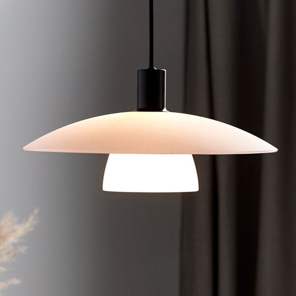 Nordlux Lampă suspendată Verona pe alb și negru, reglabil, Alb, Camera de zi / sufragerie, Sticlă, Modern