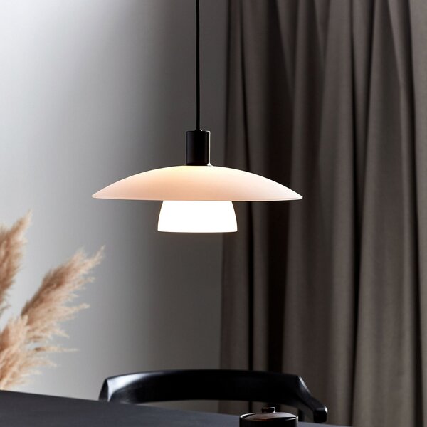 Nordlux Lampă suspendată Verona pe alb și negru, reglabil, Alb, Camera de zi / sufragerie, Sticlă, Modern