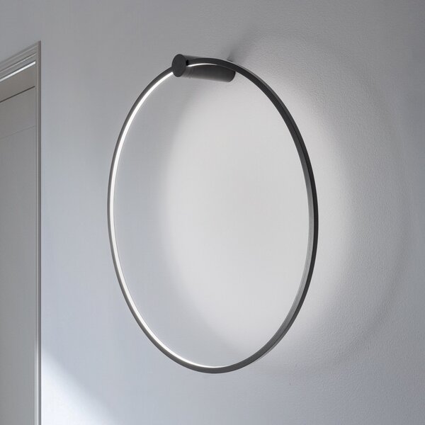 Milagro Lighting Aplică de perete LED Saturno, negru, Ø 80 cm, metal, 4.000 K, Negru, Camera de zi / sufragerie, Aluminiu, Modern