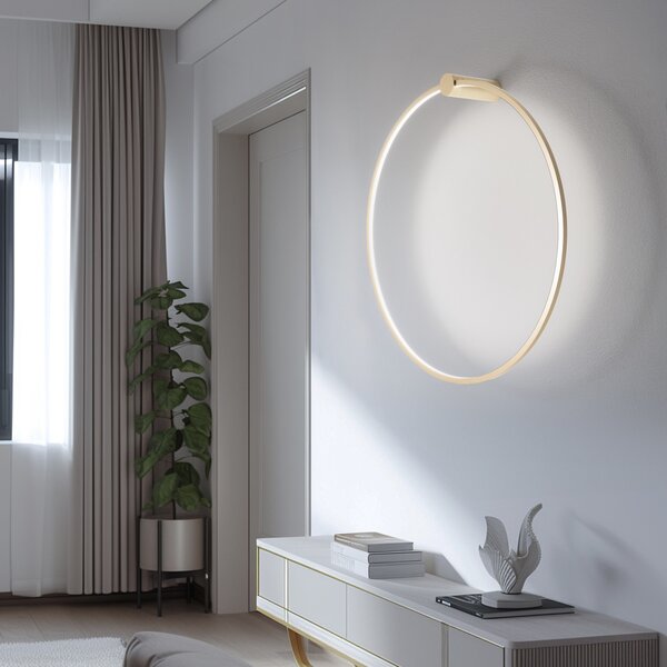 Milagro Lighting Aplică de perete LED Saturno, auriu, Ø 80 cm, metal, 4.000 K, Auriu / Alamă, Camera de zi / sufragerie, Aluminiu, Modern