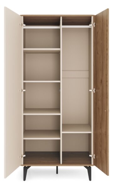 Dulap cu două uși Aurena Au1, cașmir/nuc regal (88 cm)