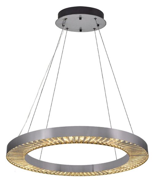 Candelabru LED suspendat pe cablu JESI, 85W, 230V, 3000K, diametru 80 cm, argintiu