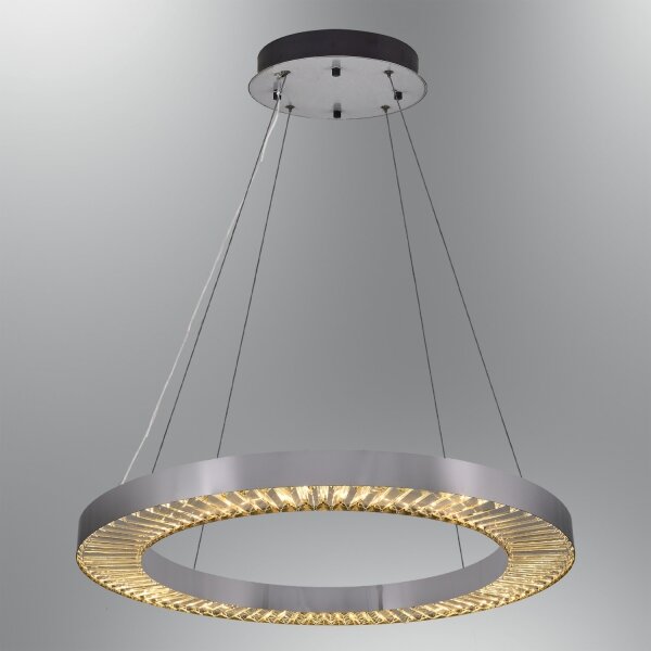 Candelabru LED suspendat pe cablu JESI, 85W, 230V, 3000K, diametru 80 cm, argintiu