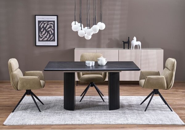 Masă de dining extensibilă Bolero, negru (160–250x90 cm)