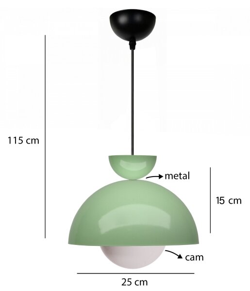 Lustră SALVA cu cablu 1xE27/15W/230V, verde