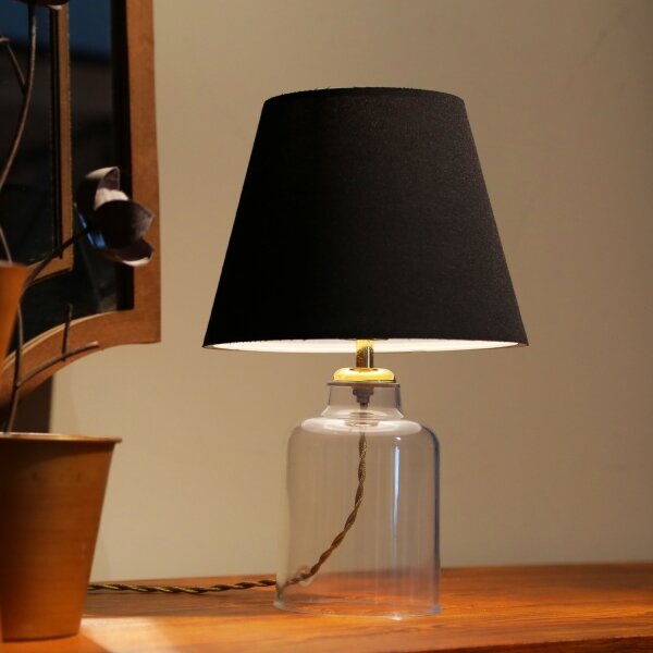 Lampă de masă AYD, 1xE27/40W/230V, neagră/transparentă