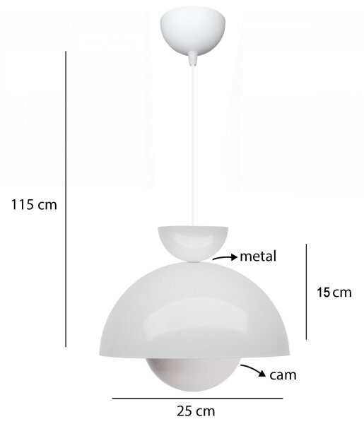 Lustră pe cablu SALVA 1xE27/15W/230V albă