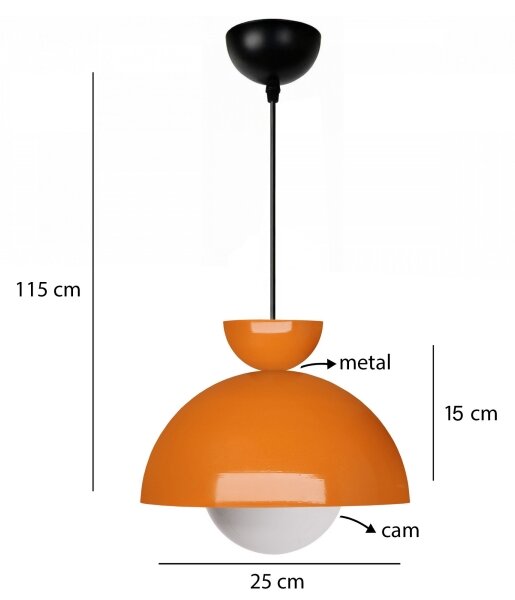 Lustră pe cablu SALVA 1xE27/15W/230V portocalie