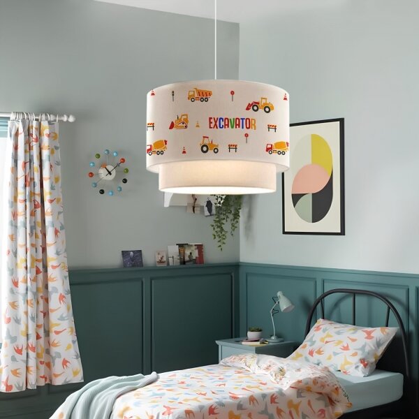 Lustră CANDY pentru copii 1xE27/40W/230V, alb/portocaliu