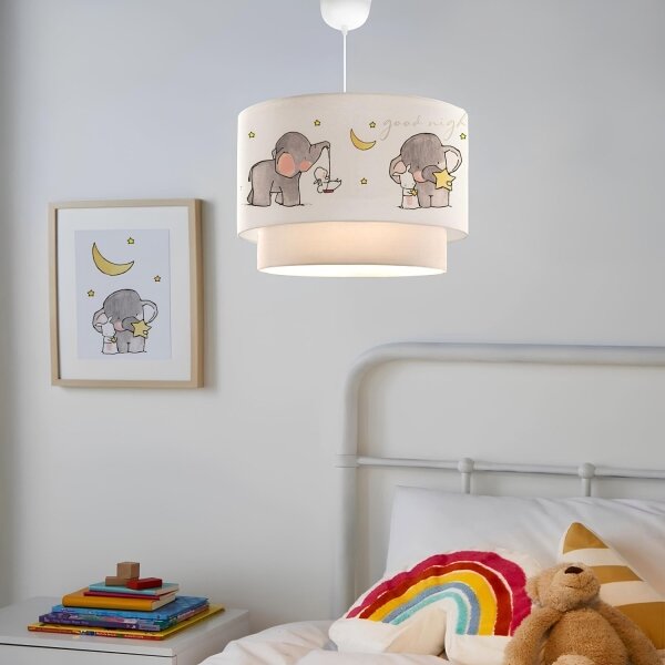 Lustră pentru copii CANDY, 1xE27, 40W, 230V, alb/gri