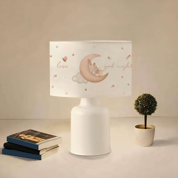 Lampă de noptieră pentru copii CANDY, 1xE27/40W/230V, alb/bej