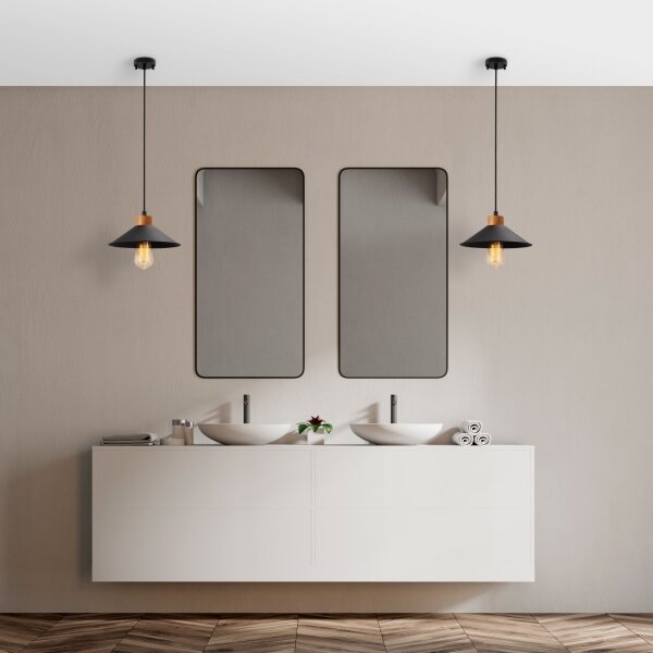 Pendul pe cablu MANAVGAT, 1xE27/40W/230V, negru/maro