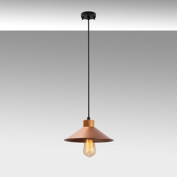 Lustră suspendată pe cablu MANAVGAT 1xE27/40W/230V cupru/maro