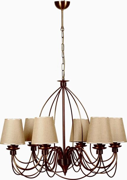Candelabru pe lanț CLASSIC 6xE14/40W/230V bronz/bej