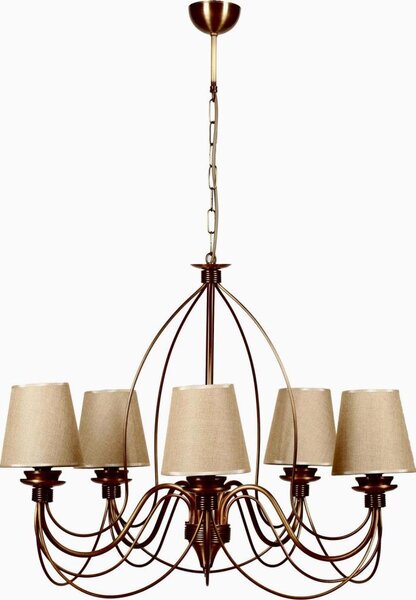 Candelabru CLASSIC cu lanț, 5xE14/40W/230V, bronz/bej