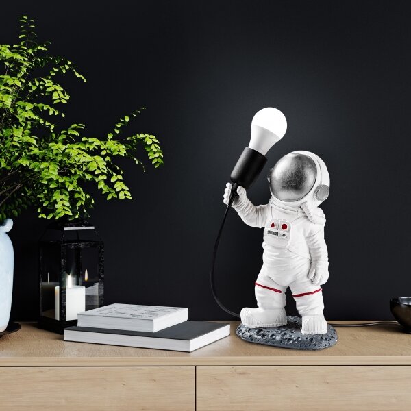 Lampă de noptieră pentru copii ASTRONAUT 1xE27/40W/230V argintie/albă