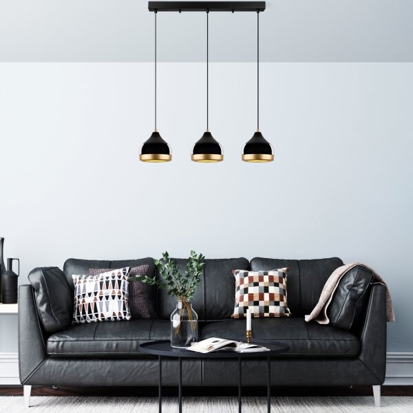 Lustră pe cablu YILDO, 3xE27/40W/230V, negru/auriu